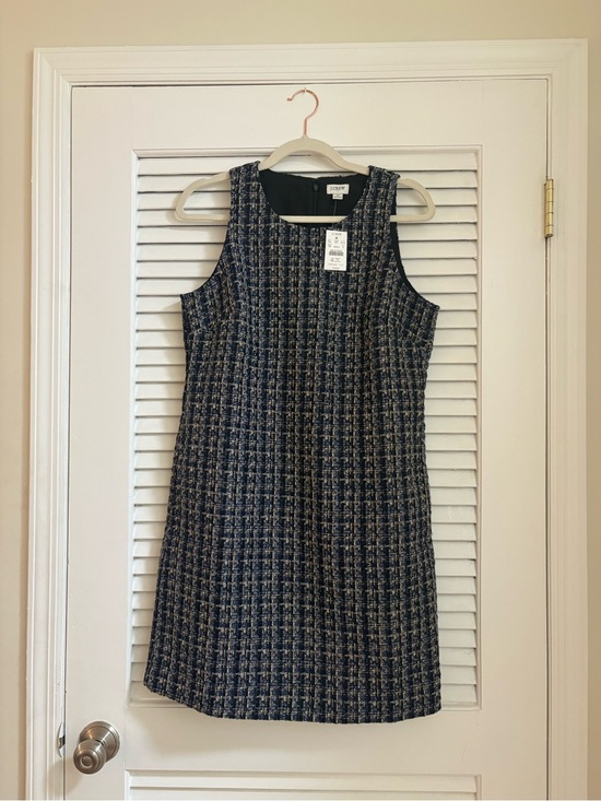 J. Crew Dresses & Skirts - J.Crew Navy & Cream Tweed Sleeveless Shift Dress Size 6 NWT
